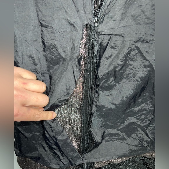 &ML Monique Lhuillier Facade Sheath black lace brocade sz 0 *flawed inside - Picture 16 of 16